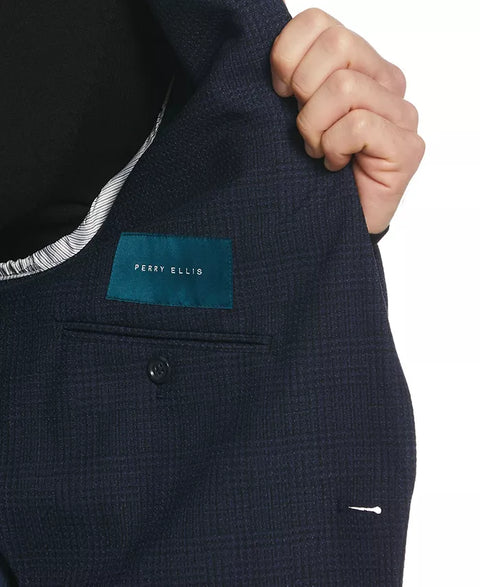 Perry Ellis Men's Navy Slim-Fit 4-Way Stretch Glen Plaid Dobby Sport Coat | Perry Ellis In Lebanon