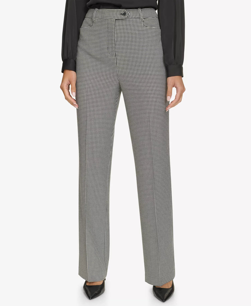Calvin Klein Women's Black Straight-Leg Houndstooth Pants | Calvin Klein In Lebanon