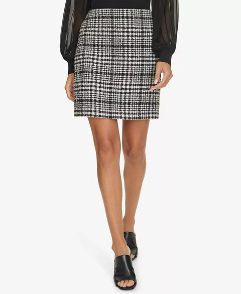 Calvin Klein Women's Black & White Plaid Tweed Skirt | Calvin Klein In Lebanon