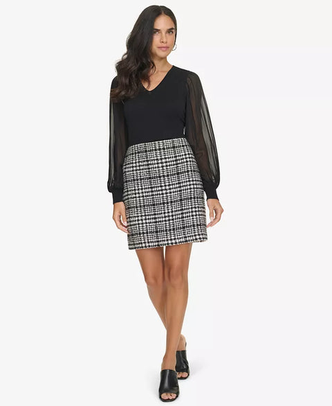 Calvin Klein Women's Black & White Plaid Tweed Skirt | Calvin Klein In Lebanon