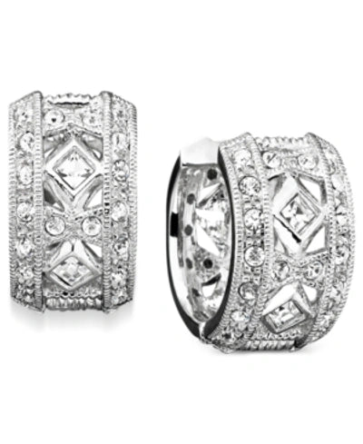 Eliot Danori Women's Silver Crystal Huggie Earring | Eliot Danori In Lebanon