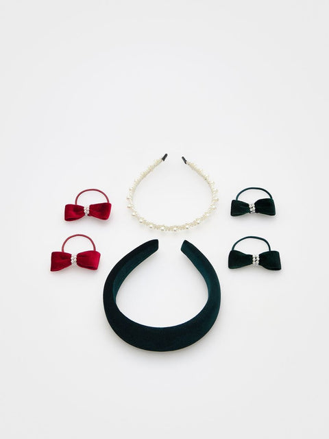 Reserved Girl's Green & Red Headband And Hair Ties Set | Reserved In Lebanon