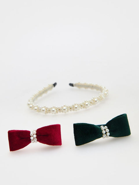 Reserved Girl's Green & Red Headband And Hair Ties Set | Reserved In Lebanon
