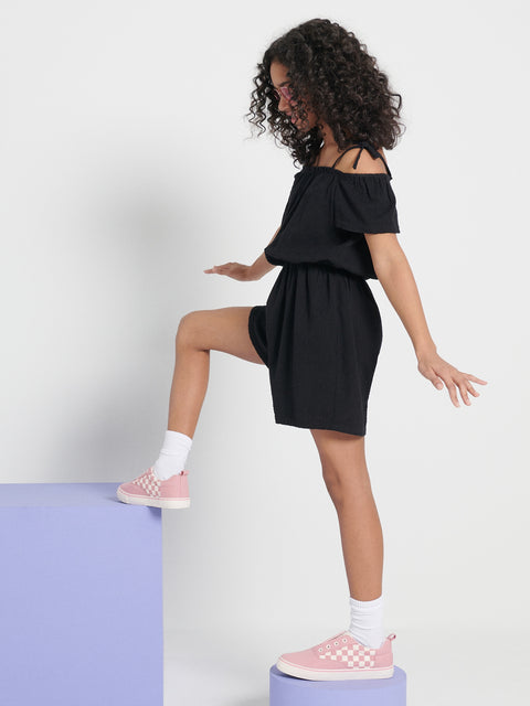 Sinsay Girl's Black Cropped Cut Romper | Sinsay In Lebanon