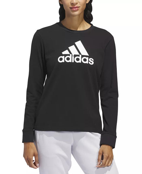 Adidas Women's Black Plus Size Classic Logo Long-Sleeve Cotton T-Shirt | Adidas In Lebanon