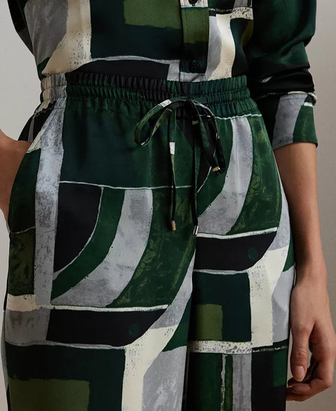 Lauren Ralph Lauren Women's Multicolor Geo-Print Satin Charmeuse Wide-Leg Pants |Lauren Ralph Lauren In Lebanon