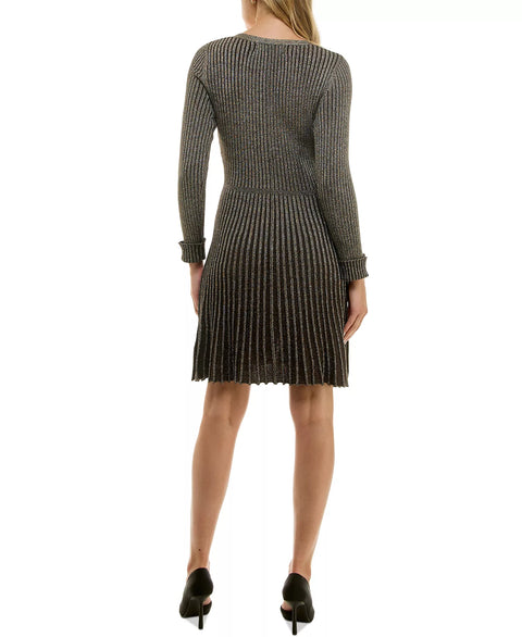 Taylor Women Gold & Black Metallic Ribbed Button-Front Cardigan Dress | Taylor in Lebanon