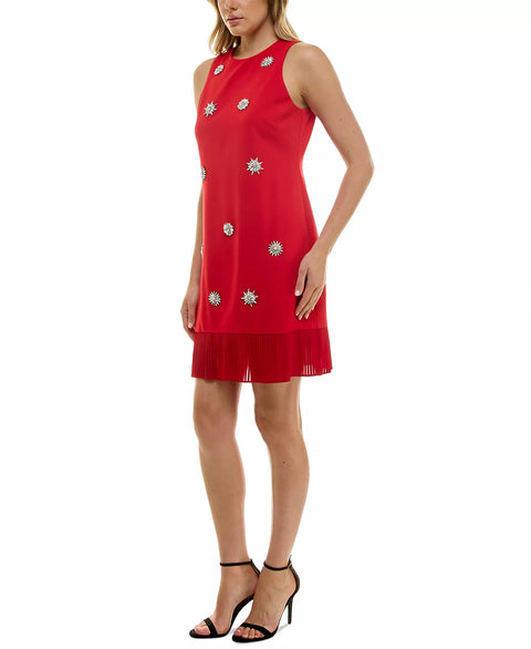 Taylor Women's Red Embellished Ruffle-Hem Shift Dress|Taylor In Lebanon
