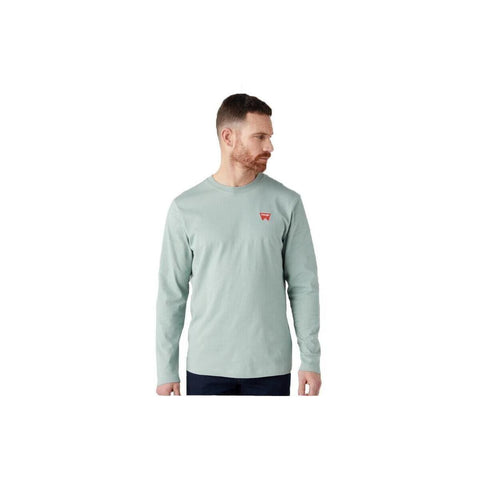 Wrangler Men's Mint Green Logo Crew Neck Long Sleeve Blouse | Wrangler In Lebanon