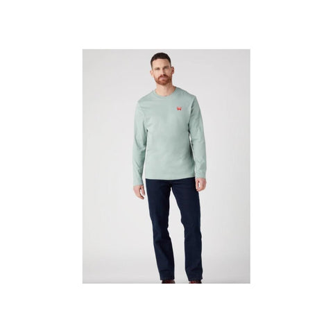 Wrangler Men's Mint Green Logo Crew Neck Long Sleeve Blouse | Wrangler In Lebanon