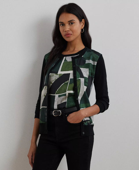 Lauren Ralph Lauren Women's Multicolor Geo-Print Cotton-Blend Cardigan |Lauren Ralph Lauren In Lebanon