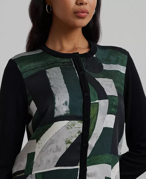 Lauren Ralph Lauren Women's Multicolor Geo-Print Cotton-Blend Cardigan |Lauren Ralph Lauren In Lebanon