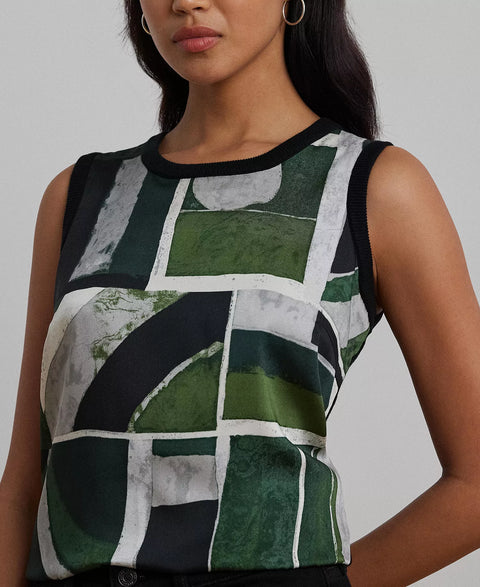 Lauren Ralph Lauren Women's Black Petite  Geo-Print Sleeveless Blouse | Lauren Ralph Lauren  in Lebanon