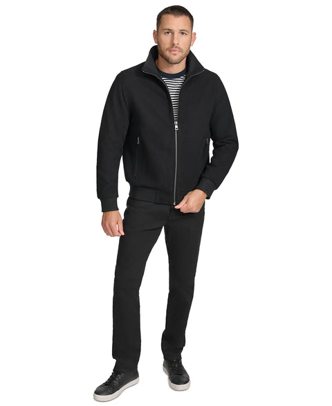 Calvin Klein Men's Black Wool Bomber Jacket With Knit Trim | Calvin Klein Lebanon
