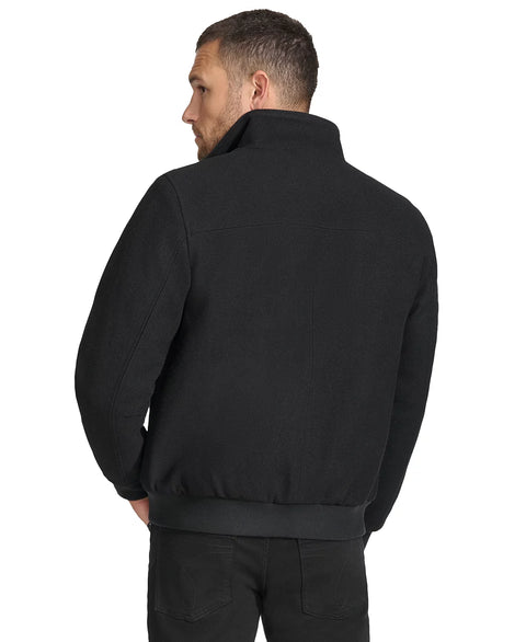 Calvin Klein Men's Black Wool Bomber Jacket With Knit Trim | Calvin Klein Lebanon