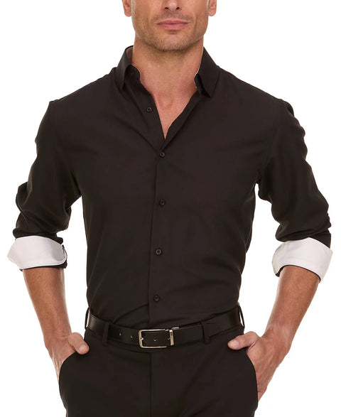 Nicole Miller Men's Black Slim-Fit Dress Shirt | Nicole Miller In Lebanon