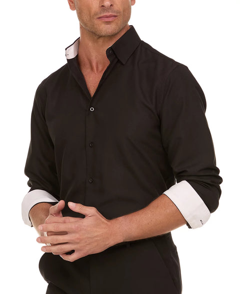 Nicole Miller Men's Black Slim-Fit Dress Shirt | Nicole Miller In Lebanon