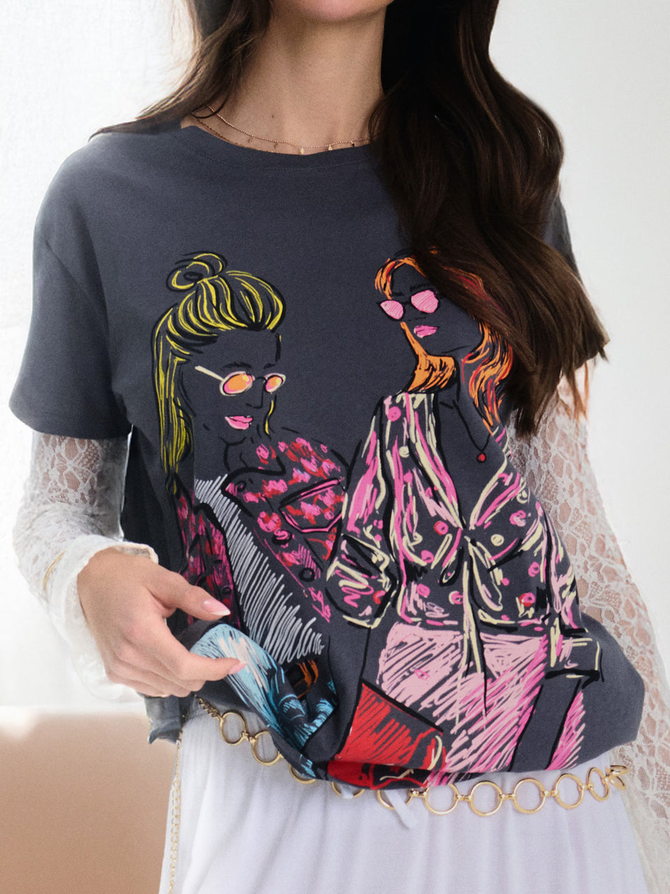 Sinsay Women's Dark Grey T-Shirt With Print | Sinsay In Lebanon