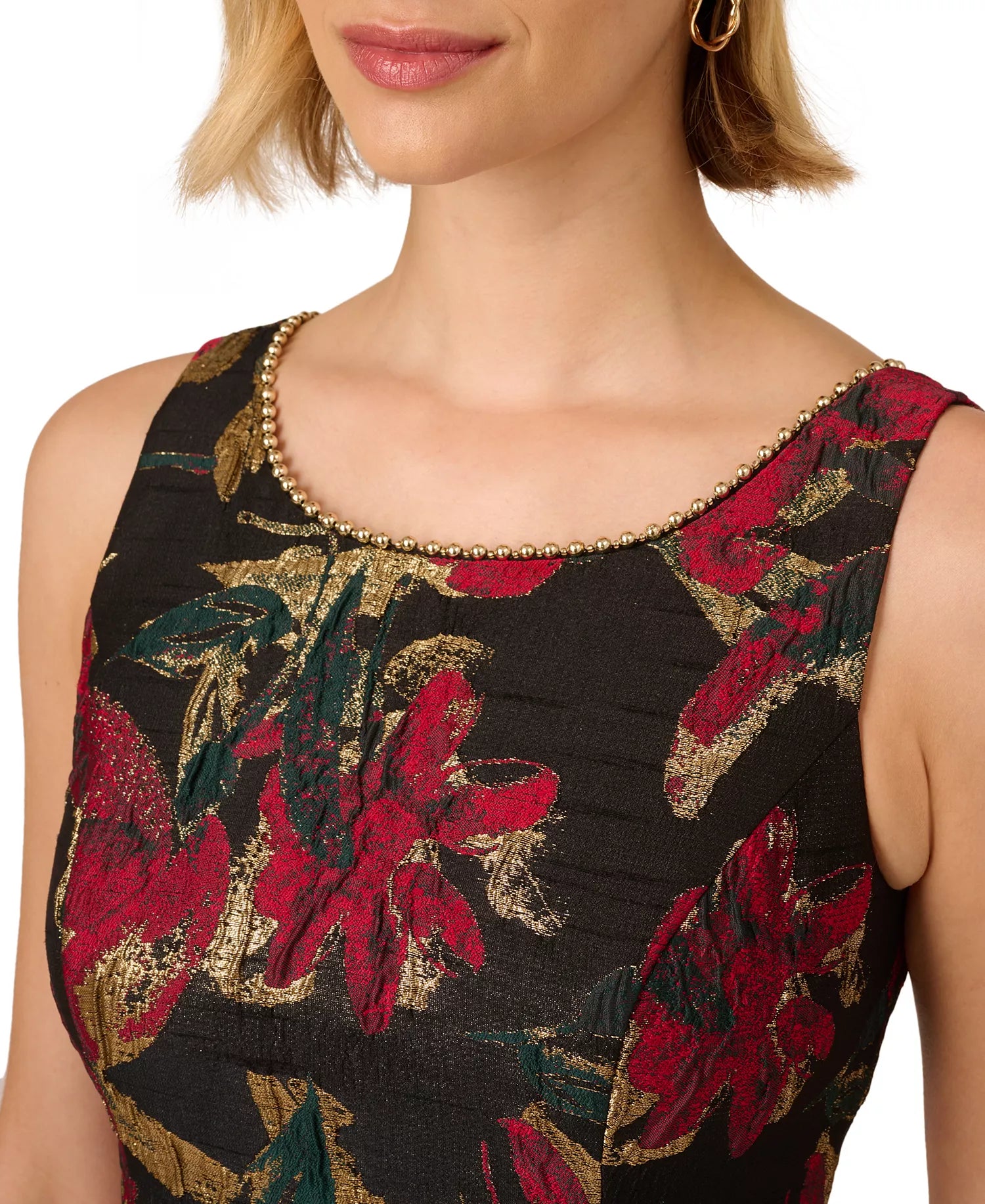 Adrianna Papell Women's Black Multi Floral Plus Size Jacquard Fit & Flare Dress|Adrianna Papell In Lebanon