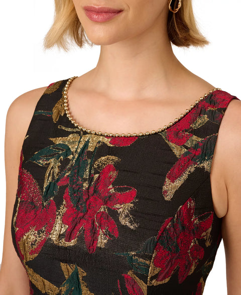 Adrianna Papell Women's Black Multi Floral Plus Size Jacquard Fit & Flare Dress|Adrianna Papell In Lebanon