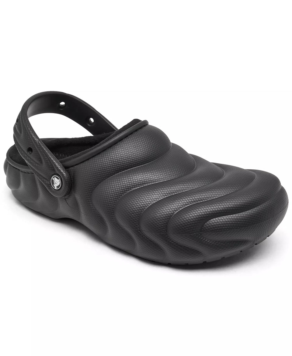Black clog shoe on a white background