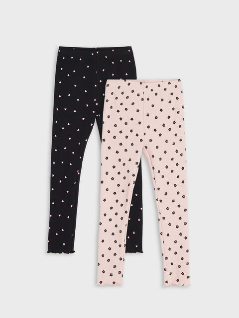 Sinsay Girl's Rose/Black Printed Leggings 2-Pack | Sinsay In Lebanon