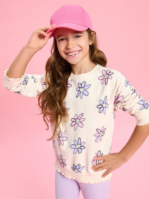 Sinsay Girl's Beige/Purple Floral Jersey Set | Sinsay In Lebanon