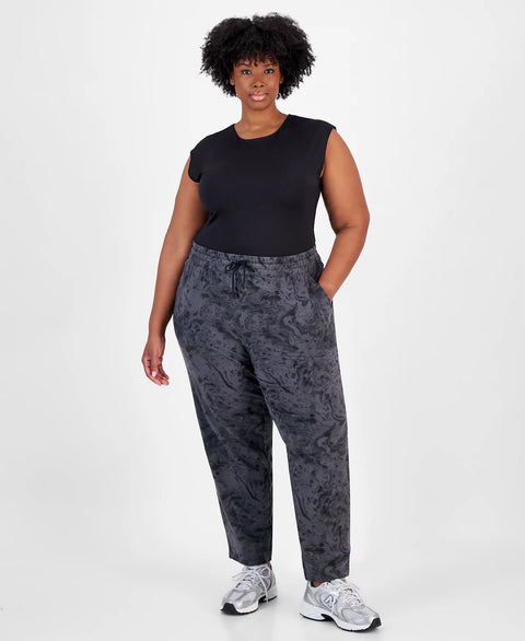 Id Ideology Women's Deep Black Plus Size Bubble-Print Fleece Pants | Id Ideology In Lebanon