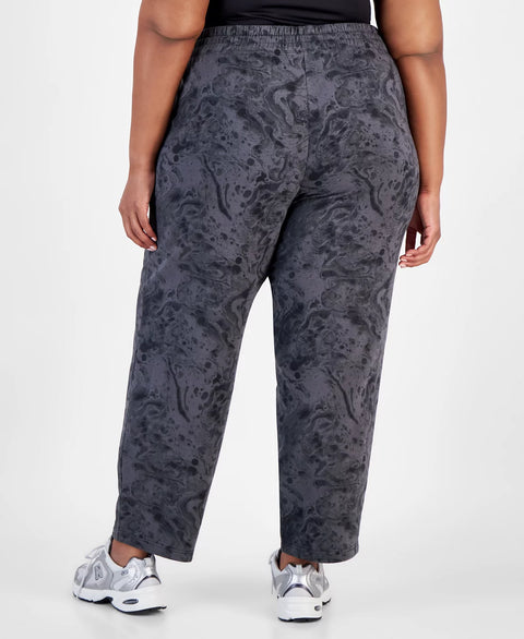 Id Ideology Women's Deep Black Plus Size Bubble-Print Fleece Pants | Id Ideology In Lebanon