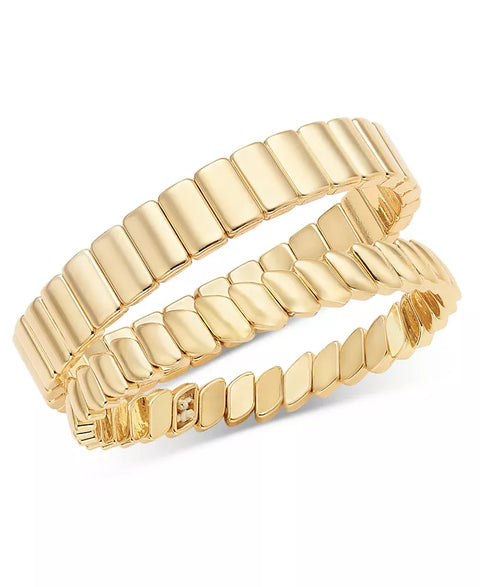 On 34th Women's Gold 2-Pc Set Rectangle Link Stretch Bracelets | On 34th In Lebanon
