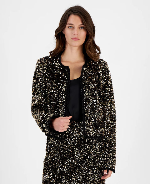Tahari Asl Women's Gold/Black Sequin Hook-And-Eye Blazer | Tahari Asl In Lebanon