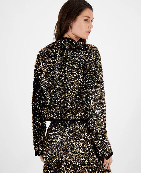 Tahari Asl Women's Gold/Black Sequin Hook-And-Eye Blazer | Tahari Asl In Lebanon