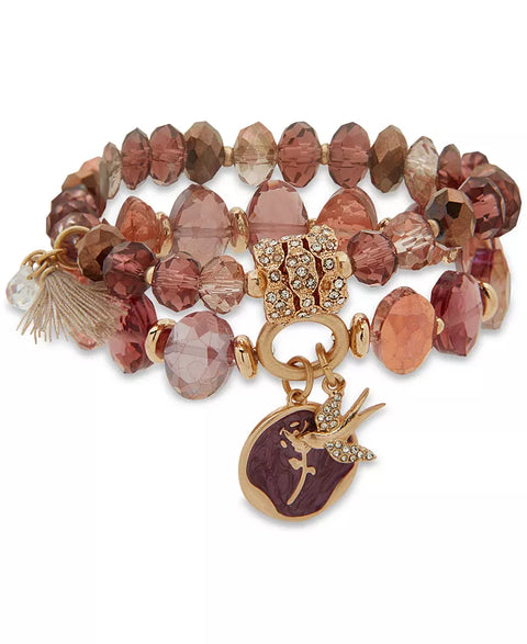 Lonna & Lilly Women's Gold-Tone 2-Pcs Set Pavé & Bead Stretch Bracelet | Lonna & Lilly In Lebanon