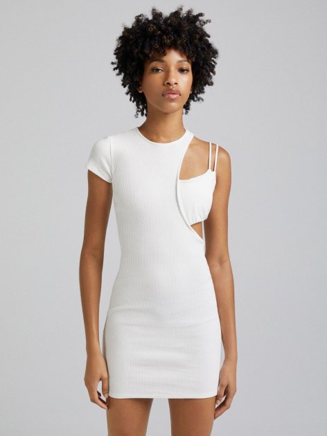 Bershka Women's White Dress 5667/810/251 (FL4)