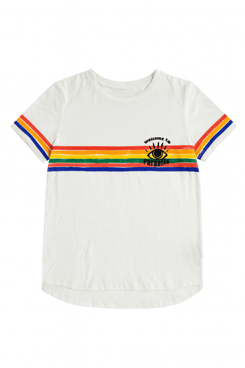 Mango Girl's White Rainbow Printed T-Shirt |Mango In Lebanon
