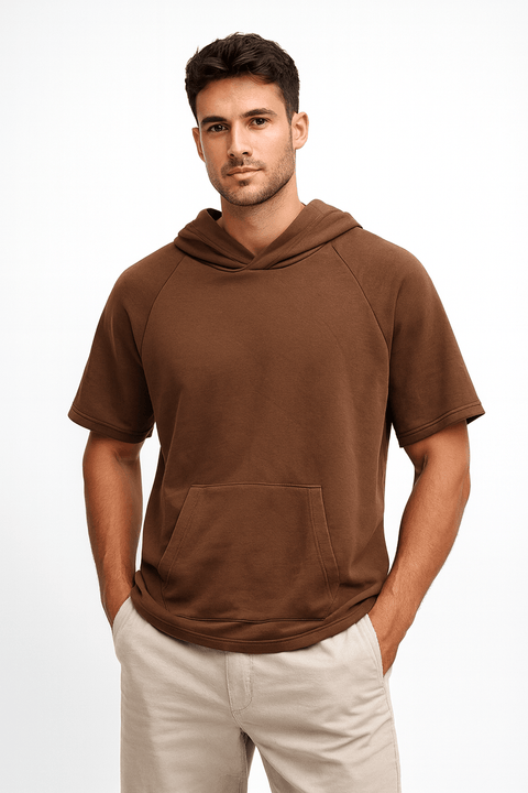 Rebel Men's Brown Short Sleeve Hoodie | Rebel In Lebanon