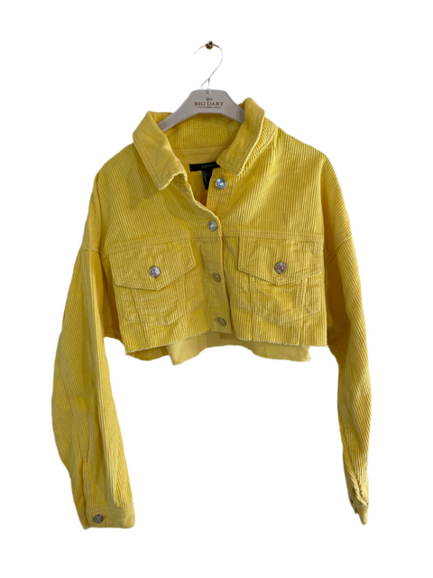 Forever 21 Women's Yellow Ribbed Cropped Jacket | Forever 21 In Lebanon
