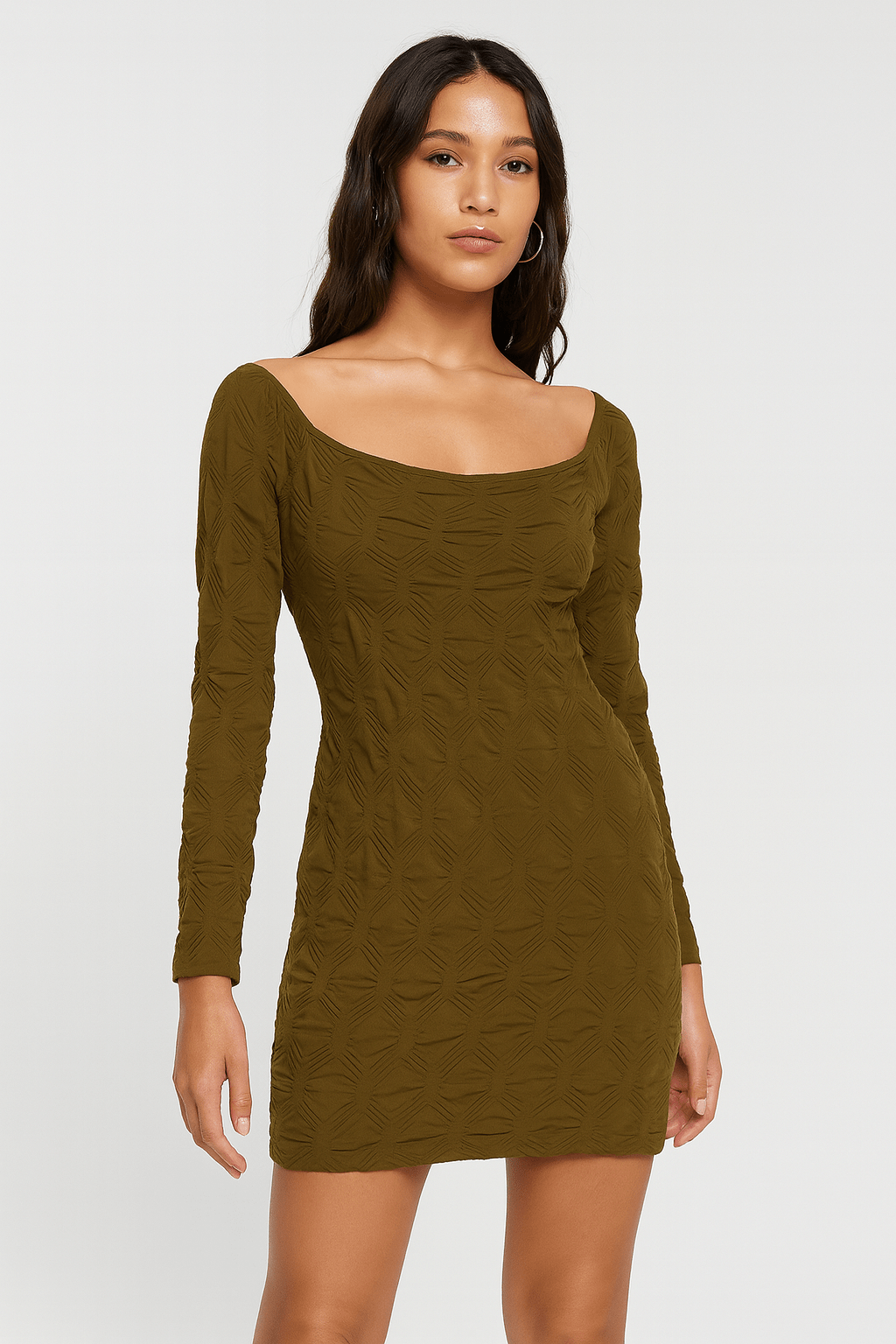 LeGer Women's Khaki Long-Sleeve Dress | LeGer in Lebanon