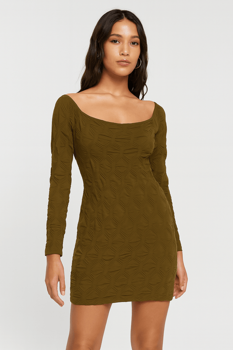LeGer Women's Khaki Long-Sleeve Dress | LeGer in Lebanon