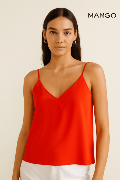 Mango Women's Coral Sleeveless Blouse| Mango in Lebanon