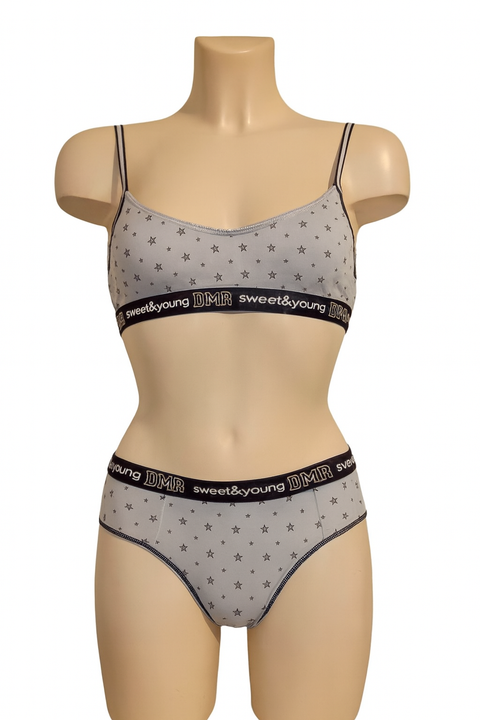 Demar Women's Light Blue & Navy Printed Stars Underwear Set | Demar In Lebanon