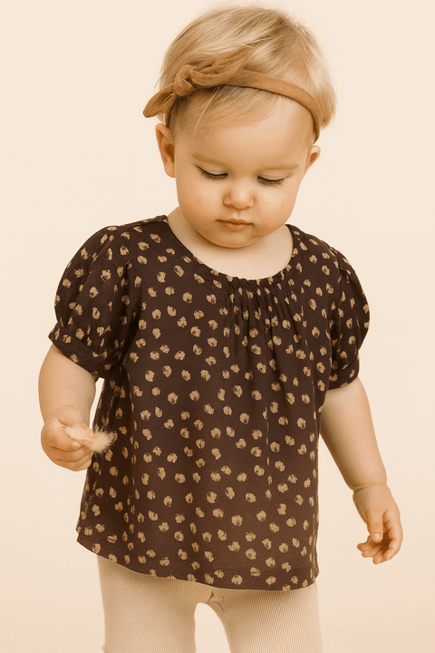 POMPdeLUX Baby Girl's Brown T-Shirt | POMPdeLUX in Lebanon