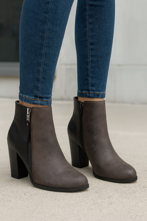 Tata Italia Women's Black & Grey Zippered Ankle Boot | Tata Italia In Lebanon