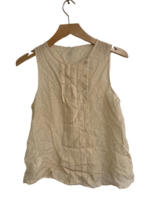 Mango Women's Beige Left Side Buttons Sleeveless Blouse |Mango In Lebanon