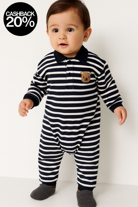 Sinsay Fox & Bunny Baby Boy Black & White Stripped Overall | Sinsay In Lebanon