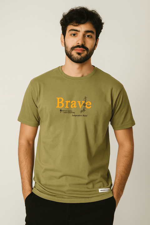 Rebel Men's Green Printed Crew Neck T-Shirt | Rebel In Lebanon