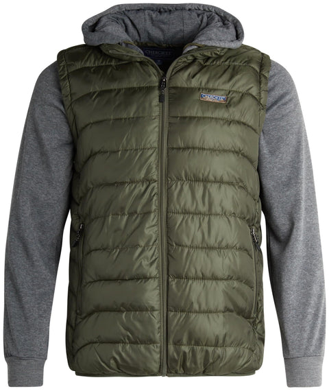 Cherokee Men’s Dark Green & Grey  Lightweight Quilted Puffer Hooded Jackets | Cherokee In Lebanon