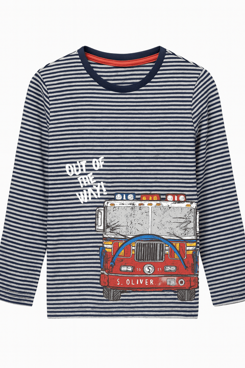 S.Oliver Boy's Dark Grey Striped Long-Sleeve Blouse |S.Oliver in Lebanon
