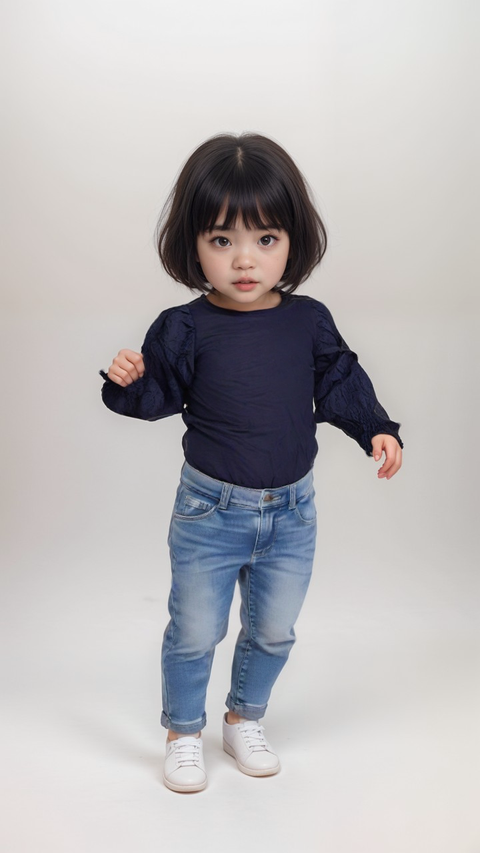 POMPdeLUX Baby Girl's Navy Blue Jill Lt Long Sleeve  Blouse | POMPdeLUX in Lebanon