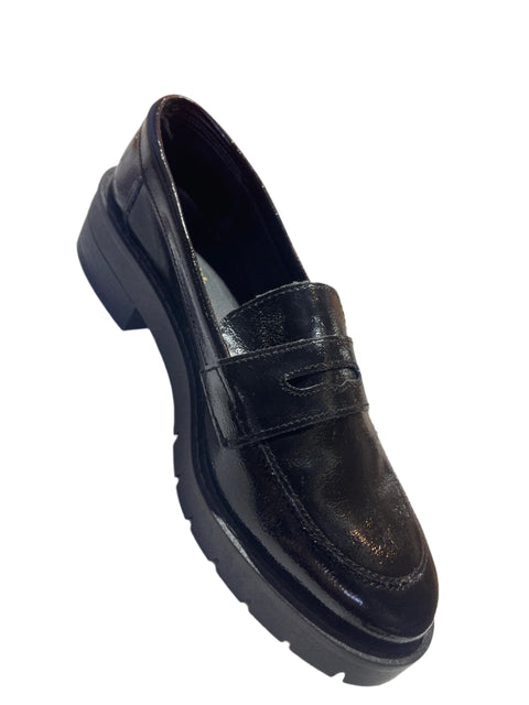 Miss Selfridge Women's Black Patent Loafers ANS942